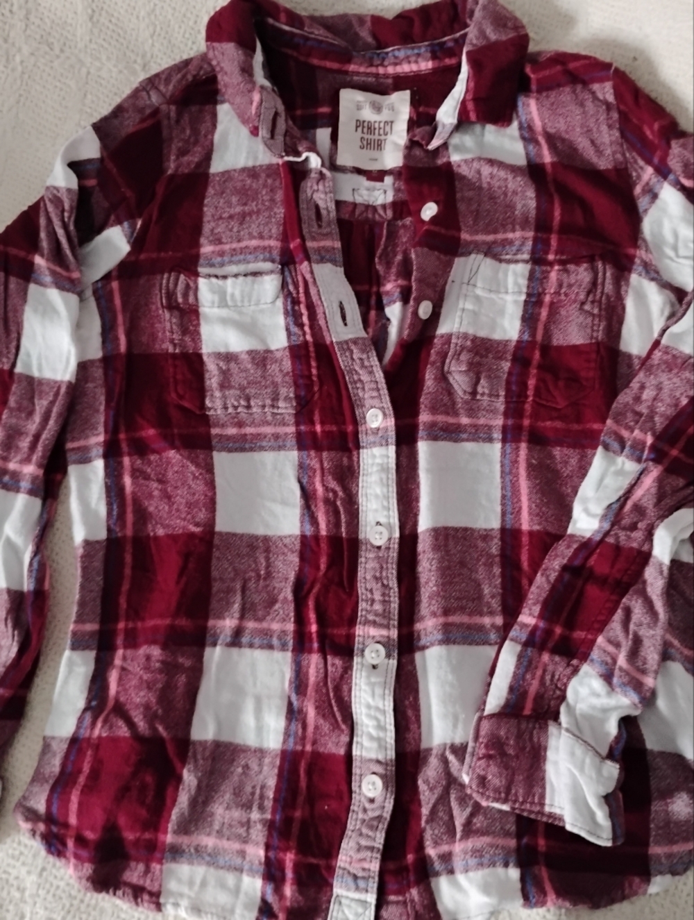 Women’s Red Plaid Button-Down Shirt
